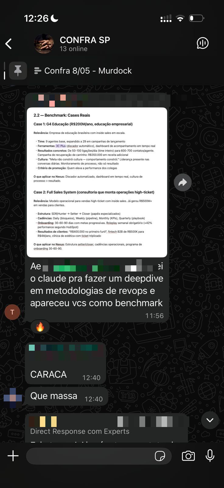 Print de comunidade: Full Sales System citada como benchmark por IA