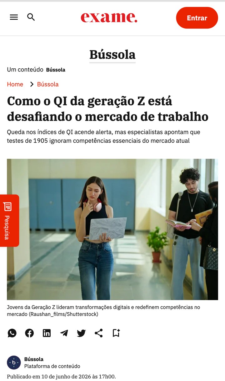 Matéria na EXAME Bússola assinada pelo cliente