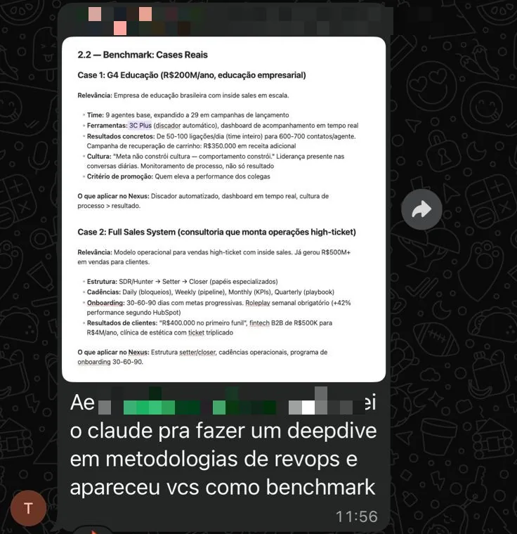 Print de comunidade: a Full Sales System citada como referência