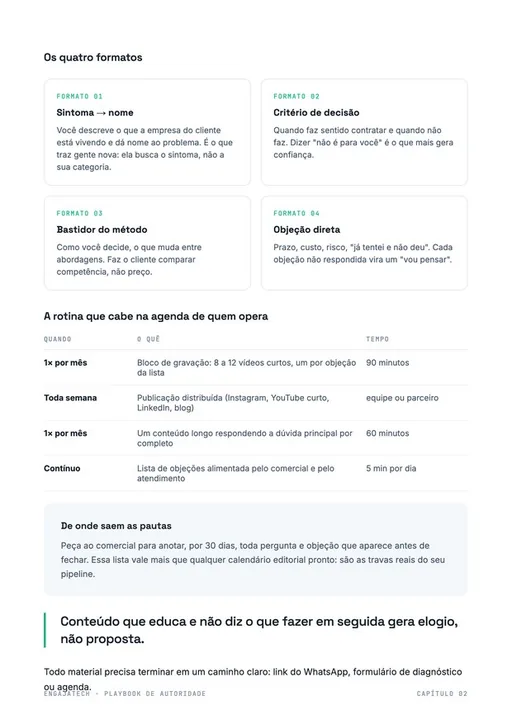 Página do capítulo de conteúdo